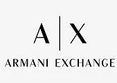 Armani Exchange" logotipas su raidėmis A | X virš žodžių "Armani Exchange", užrašytų paryškintu juodu tekstu šviesiame fone.